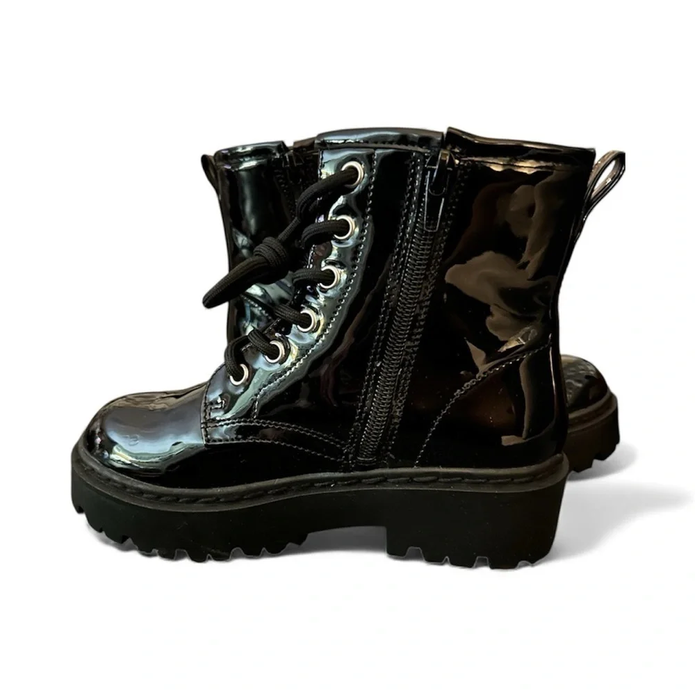 Steve Madden Jrockk mirror patent combat boots sz 13 nwob